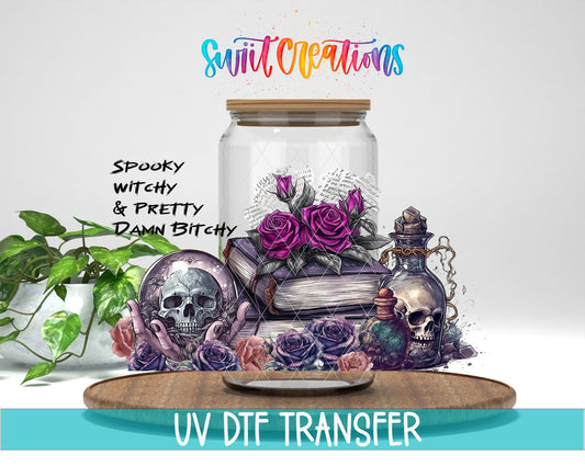 Spooky Witchy and Pretty Damn B UV DTF Transfer Tumbler Wrap | DTF088 - Swiit Creations