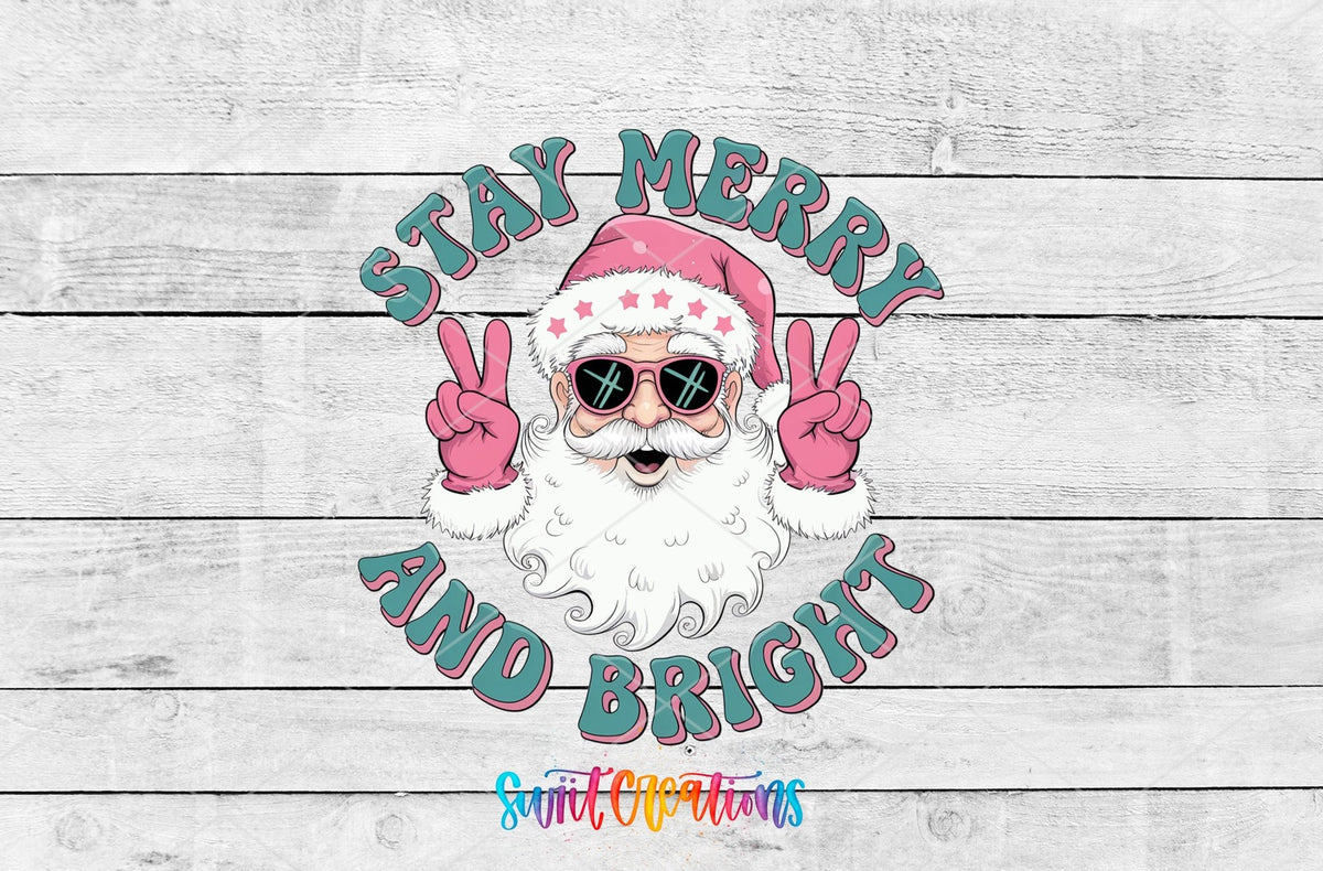Swiit Creations UV DTF Stay Merry and Bright Santa transfer shown as the full artwork preview