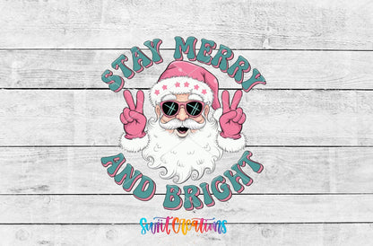 Swiit Creations UV DTF Stay Merry and Bright Santa transfer shown as the full artwork preview
