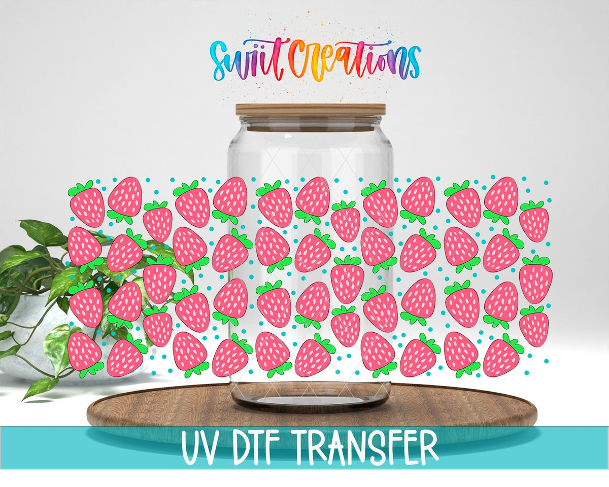 Strawberry UV DTF Transfer Tumbler Wrap | Pink Fruit Summer | DTF021 - Swiit Creations