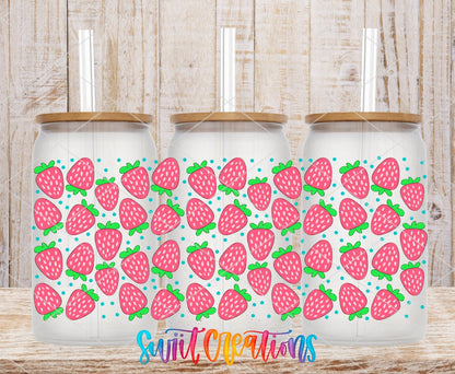 Strawberry UV DTF Transfer Tumbler Wrap | Pink Fruit Summer | DTF021 - Swiit Creations