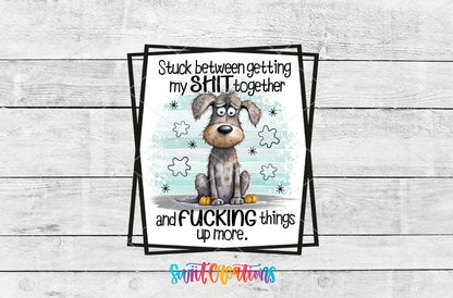 Stuck Between Getting My Shit Together and Fucking Things Up More UV DTF Cup Decal | UV858 - Swiit Creations