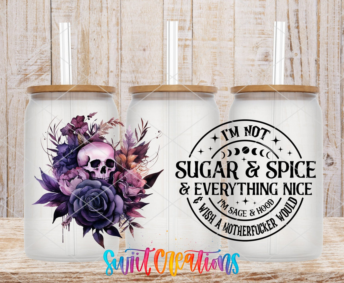 Sugar And Spice UV DTF Transfer Tumbler Wrap | Purple Skull Floral Adult Humor | DTF156 - Swiit Creations