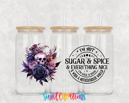 Sugar And Spice UV DTF Transfer Tumbler Wrap | Purple Skull Floral Adult Humor | DTF156 - Swiit Creations