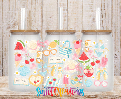 Summer Beach UV DTF Transfer Tumbler Wrap | Cute Cherry Watermelon Bikini Cup Decal | DTF261 - Swiit Creations
