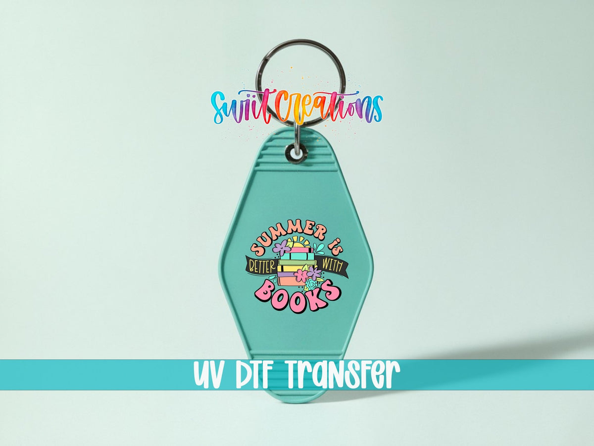 Summer Is Better With Books Motel Keychain UV DTF Transfer | Reading Lover Design | MK1545 - Swiit Creations