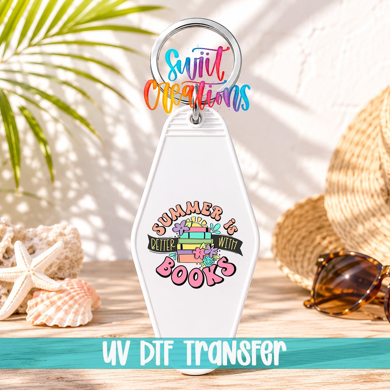 Summer Is Better With Books Motel Keychain UV DTF Transfer | Reading Lover Design | MK1545 - Swiit Creations