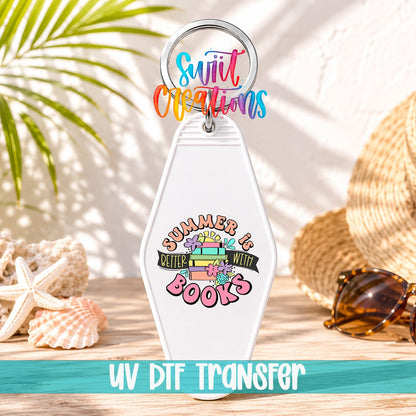 Summer Is Better With Books Motel Keychain UV DTF Transfer | Reading Lover Design | MK1545 - Swiit Creations