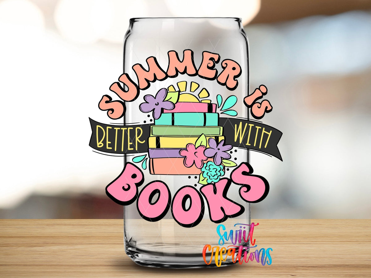 Summer Is Better With Books UV DTF Decal | Book Lover Tumbler Wrap | UV1545 - Swiit Creations