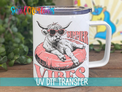 Summer Vibes Cow UV DTF Cup Decal | UV925 - Swiit Creations
