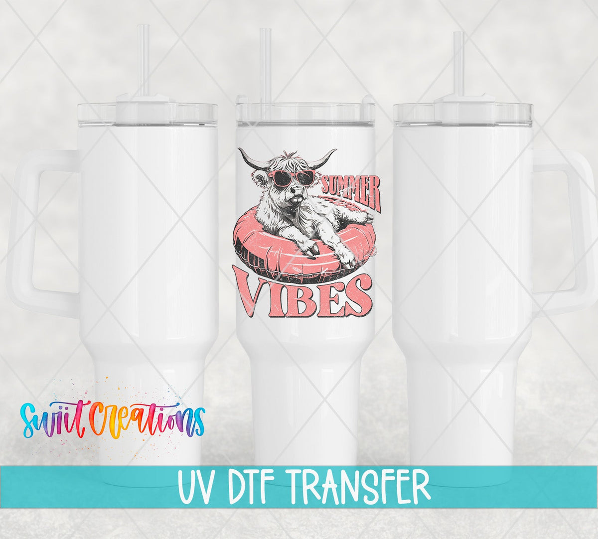 Summer Vibes Cow UV DTF Cup Decal | UV925 - Swiit Creations