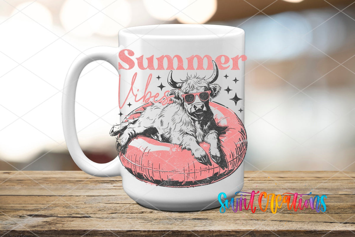 Summer Vibes Highland Cow UV DTF Cup Decal | UV926 - Swiit Creations