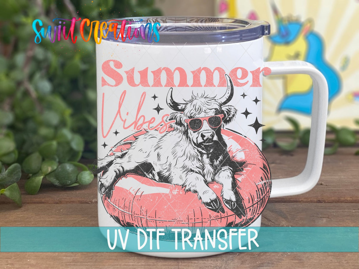 Summer Vibes Highland Cow UV DTF Cup Decal | UV926 - Swiit Creations