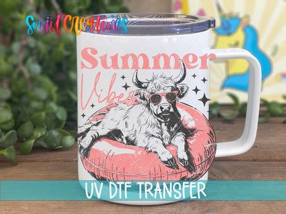 Summer Vibes Highland Cow UV DTF Cup Decal | UV926 - Swiit Creations
