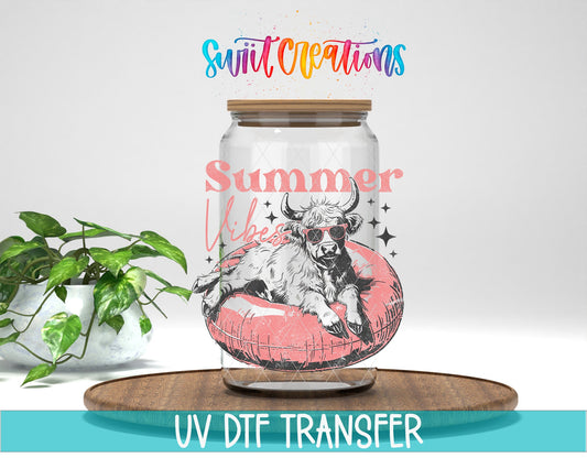 Summer Vibes Highland Cow UV DTF Cup Decal | UV926 - Swiit Creations