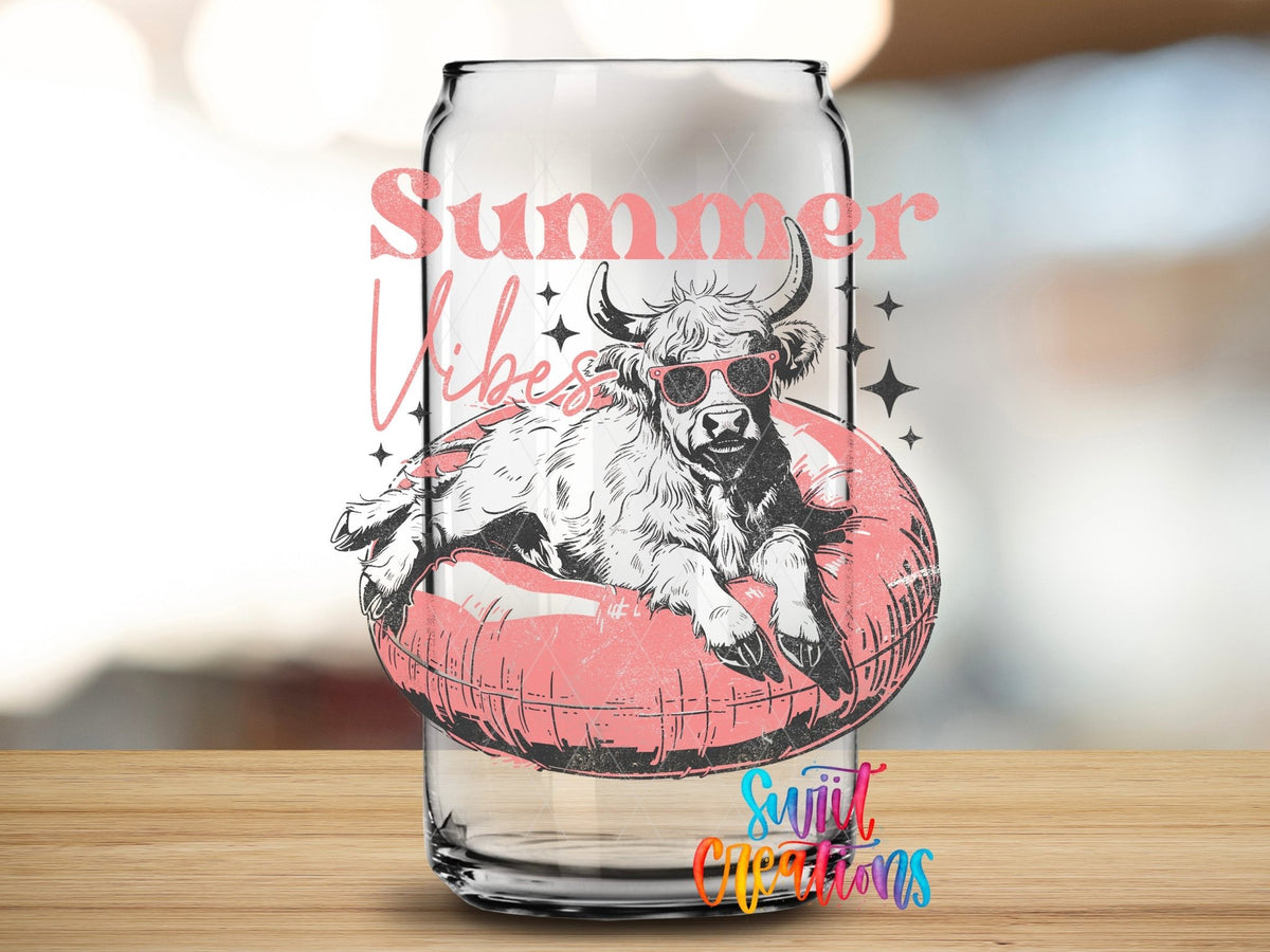 Summer Vibes Highland Cow UV DTF Cup Decal | UV926 - Swiit Creations