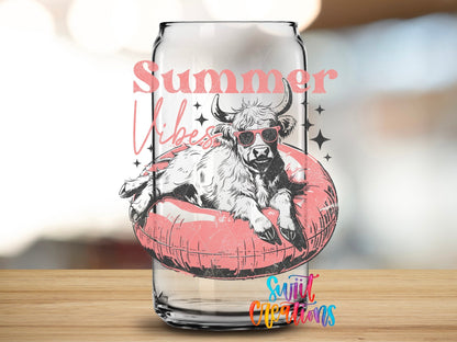 Summer Vibes Highland Cow UV DTF Cup Decal | UV926 - Swiit Creations