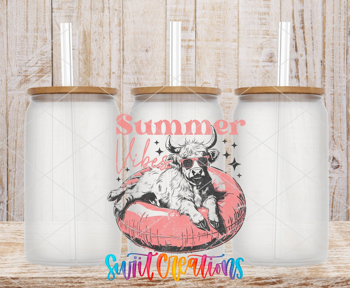 Summer Vibes Highland Cow UV DTF Cup Decal | UV926 - Swiit Creations