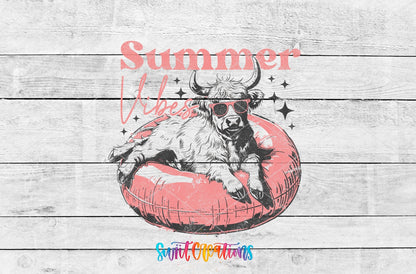 Summer Vibes Highland Cow UV DTF Cup Decal | UV926 - Swiit Creations