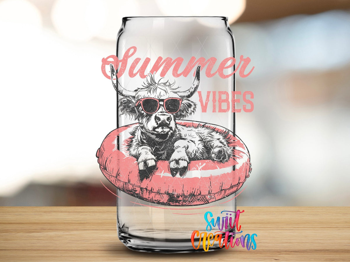 Summer Vibes Highland Cow UV DTF Cup Decal | UV927 - Swiit Creations