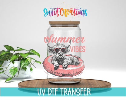 Summer Vibes Highland Cow UV DTF Cup Decal | UV927 - Swiit Creations