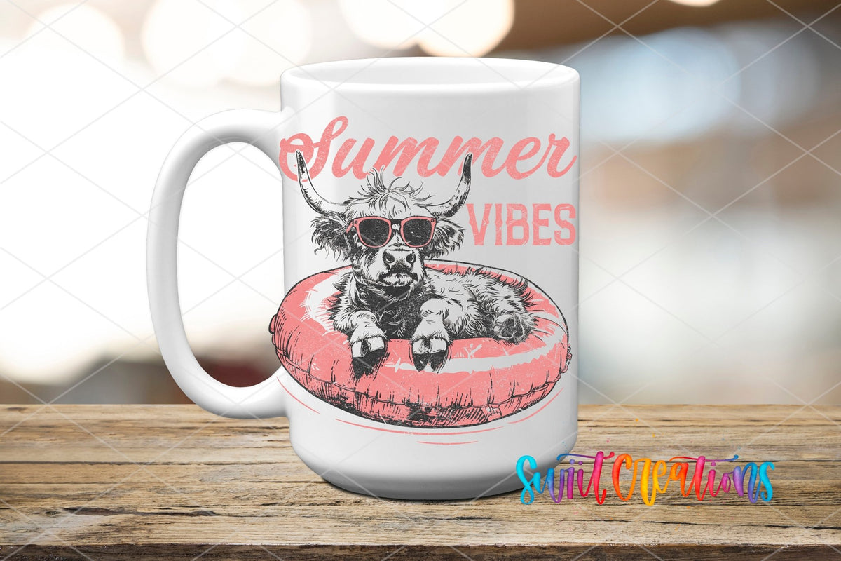Summer Vibes Highland Cow UV DTF Cup Decal | UV927 - Swiit Creations