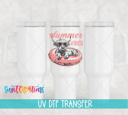 Summer Vibes Highland Cow UV DTF Cup Decal | UV927 - Swiit Creations