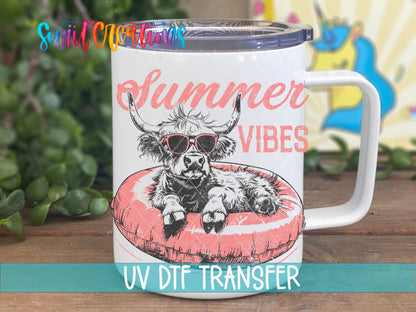 Summer Vibes Highland Cow UV DTF Cup Decal | UV927 - Swiit Creations