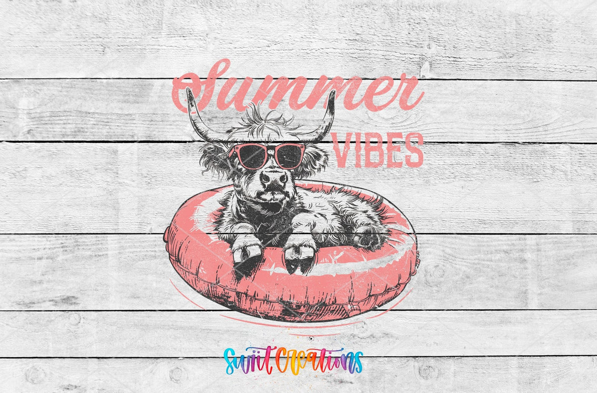 Summer Vibes Highland Cow UV DTF Cup Decal | UV927 - Swiit Creations