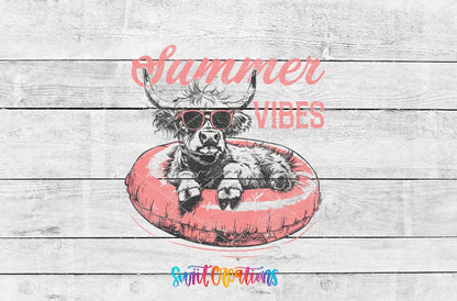 Summer Vibes Highland Cow UV DTF Cup Decal | UV927 - Swiit Creations