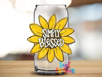 Sunflower Simply Blessed UV DTF Cup Decal | UV831 - Swiit Creations
