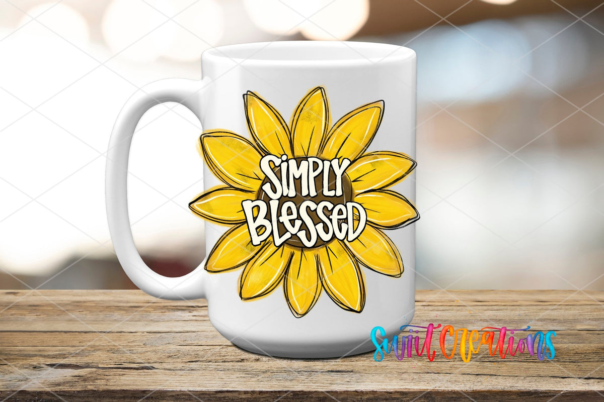 Sunflower Simply Blessed UV DTF Cup Decal | UV831 - Swiit Creations