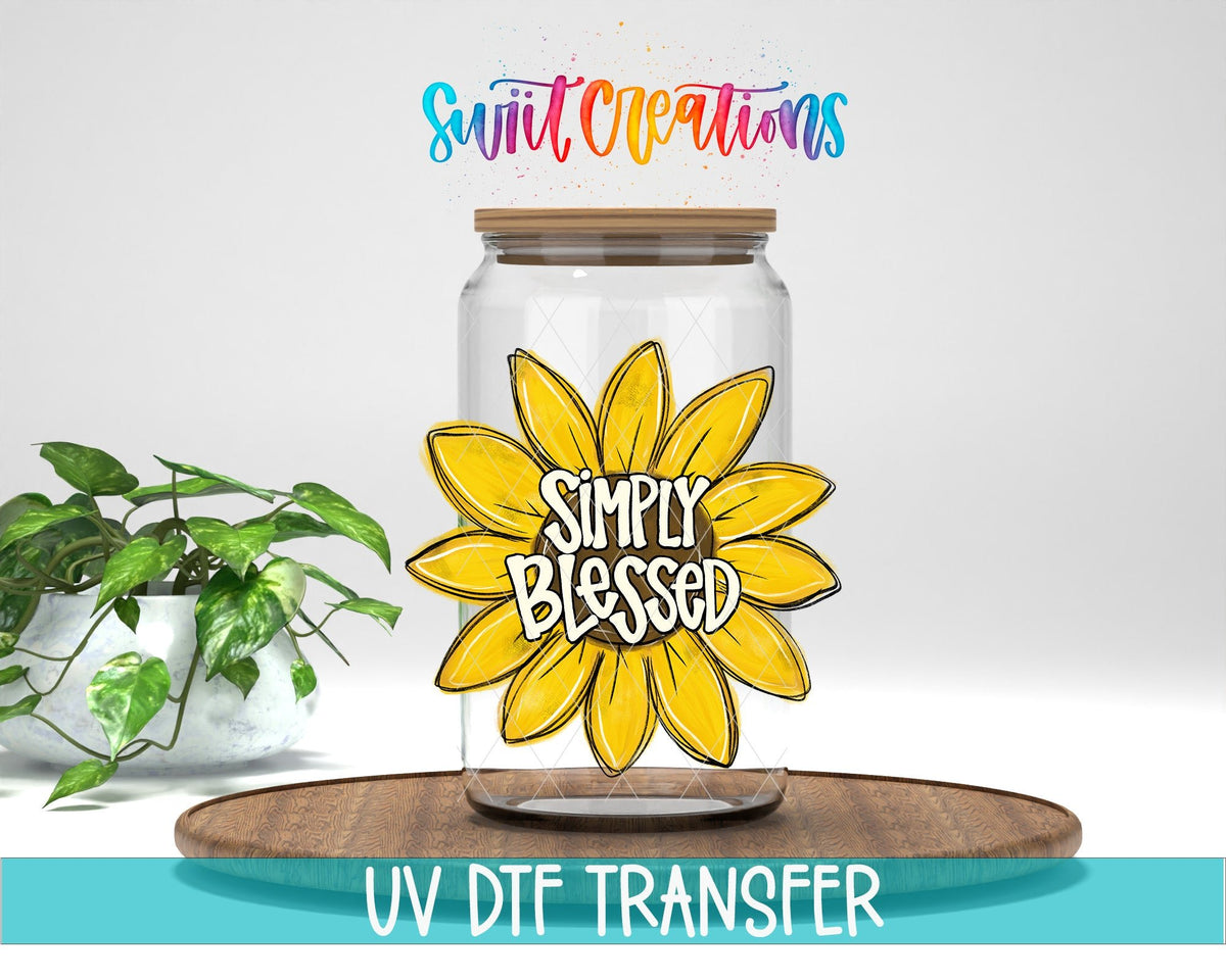 Sunflower Simply Blessed UV DTF Cup Decal | UV831 - Swiit Creations