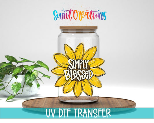 Sunflower Simply Blessed UV DTF Cup Decal | UV831 - Swiit Creations