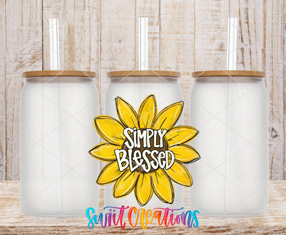 Sunflower Simply Blessed UV DTF Cup Decal | UV831 - Swiit Creations