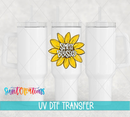 Sunflower Simply Blessed UV DTF Cup Decal | UV831 - Swiit Creations