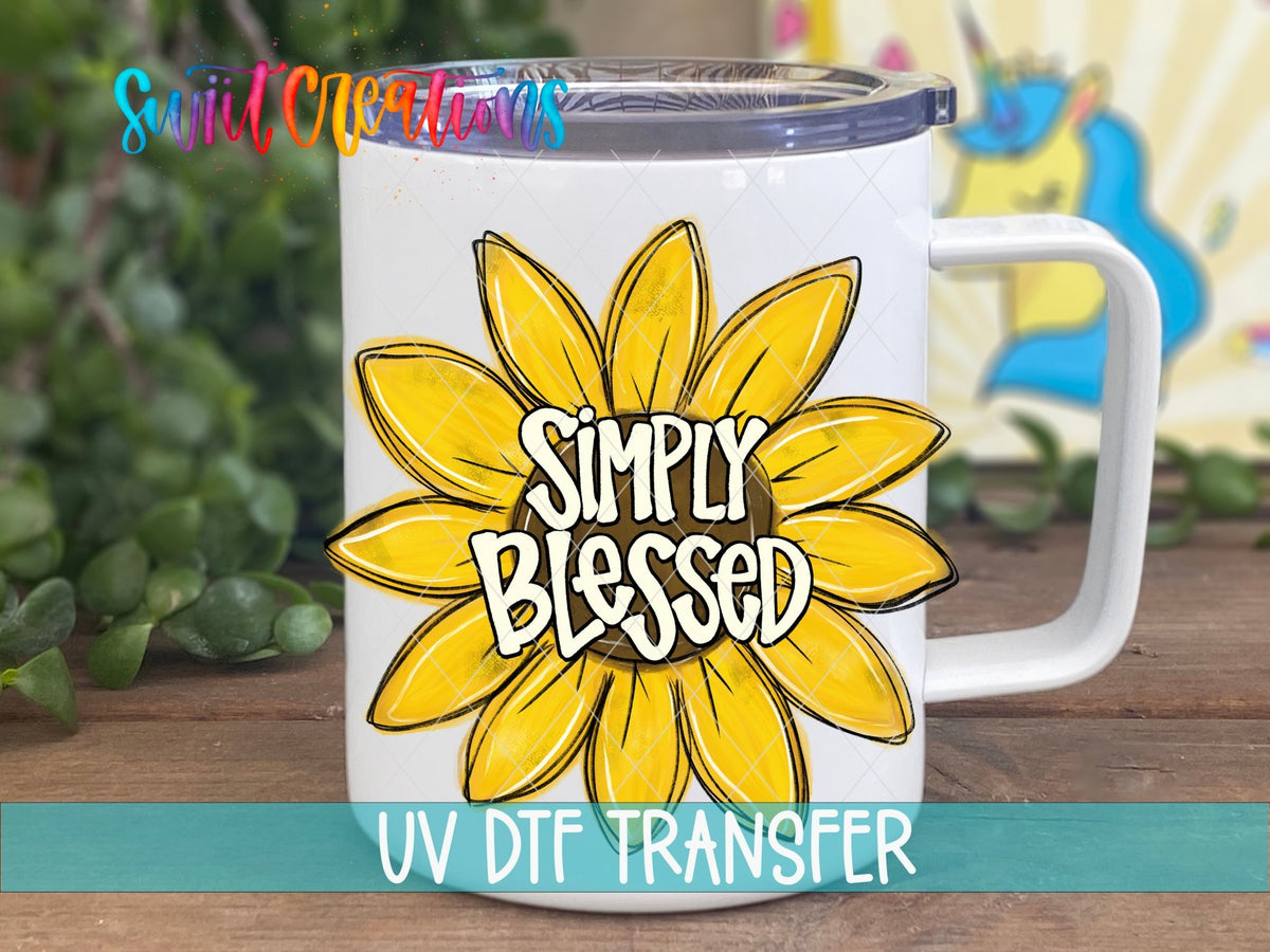 Sunflower Simply Blessed UV DTF Cup Decal | UV831 - Swiit Creations