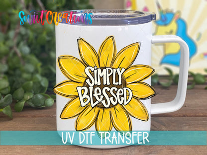 Sunflower Simply Blessed UV DTF Cup Decal | UV831 - Swiit Creations