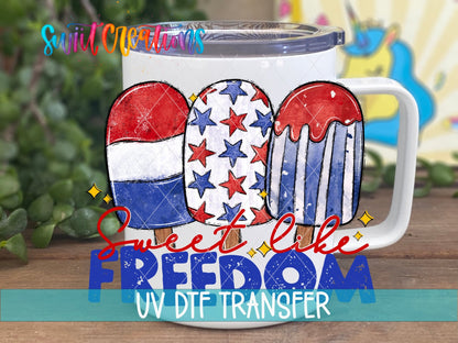 Sweet Like Freedom UV DTF Decal | Patriotic Popsicle Tumbler Wrap | UV1548 - Swiit Creations