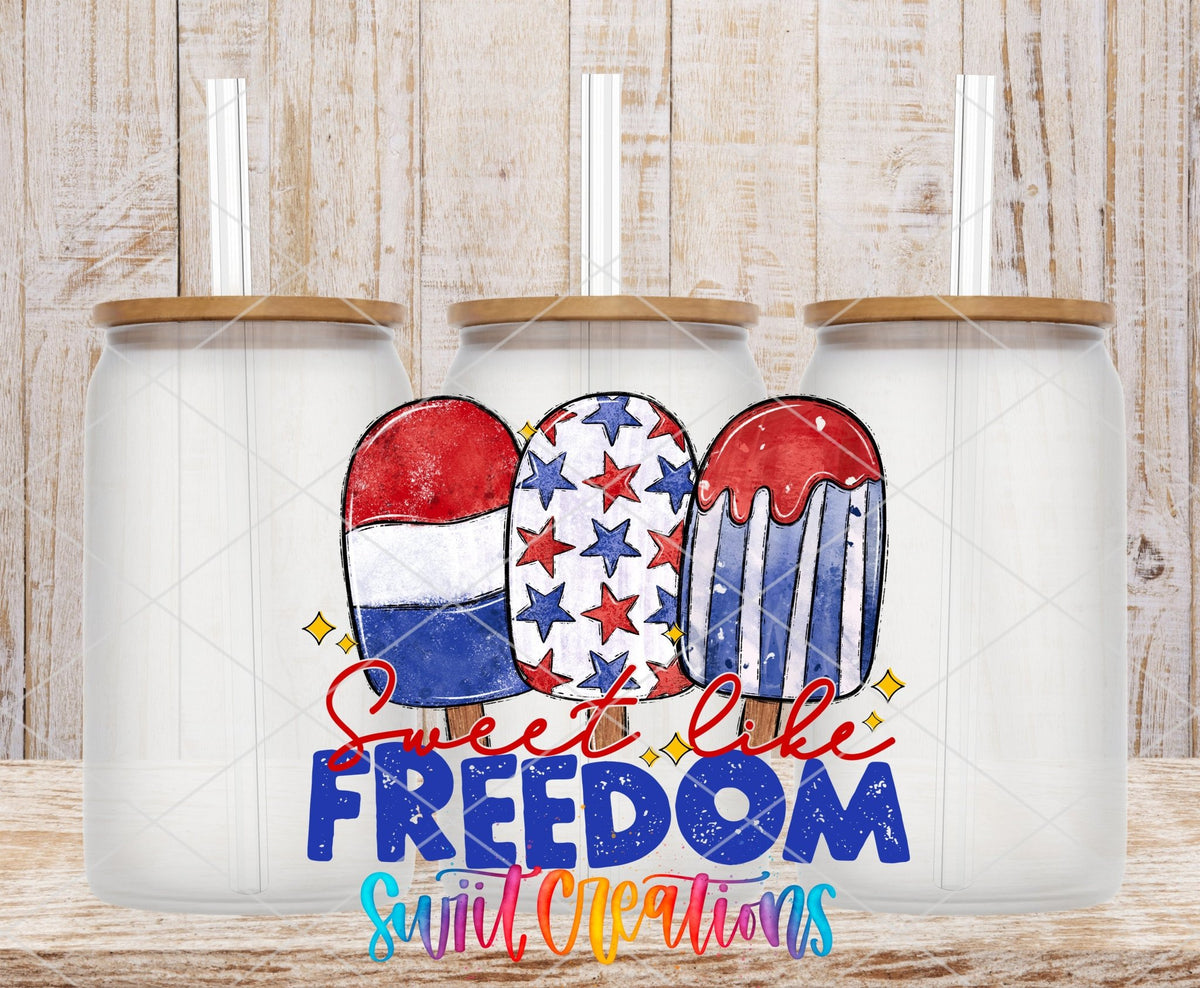 Sweet Like Freedom UV DTF Decal | Patriotic Popsicle Tumbler Wrap | UV1548 - Swiit Creations
