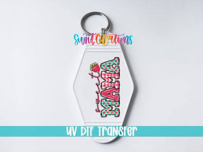 Sweet Mama Strawberry Gingham Motel Keychain UV DTF Transfer | MK1399 - Swiit Creations