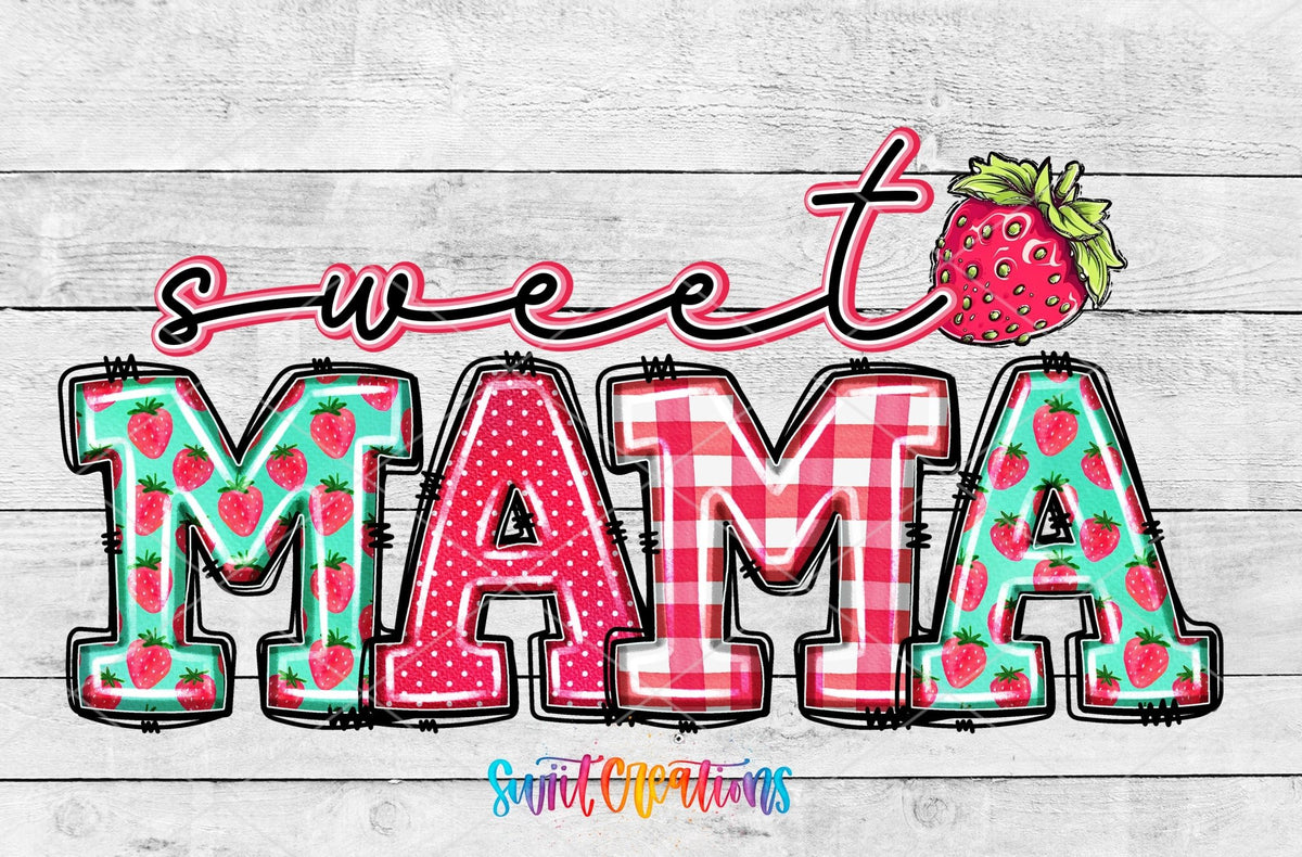 Sweet Mama UV DTF Transfer Tumbler Wrap | Strawberry Gingham Coquette Mom Cup Decal | DTF246 - Swiit Creations