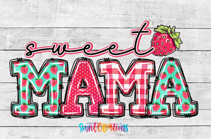 Sweet Mama UV DTF Transfer Tumbler Wrap | Strawberry Gingham Coquette Mom Cup Decal | DTF246 - Swiit Creations
