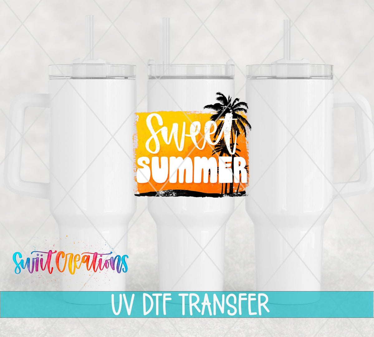 Sweet Summer UV DTF Decal | Tropical Palm Tree Tumbler Wrap | UV1019 - Swiit Creations