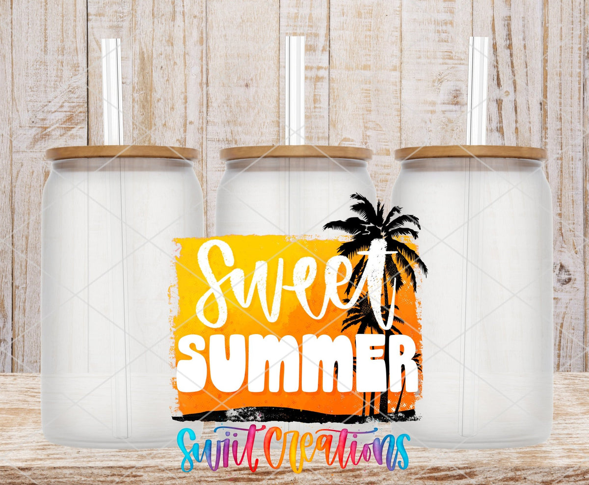 Sweet Summer UV DTF Decal | Tropical Palm Tree Tumbler Wrap | UV1019 - Swiit Creations