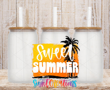 Sweet Summer UV DTF Decal | Tropical Palm Tree Tumbler Wrap | UV1019 - Swiit Creations