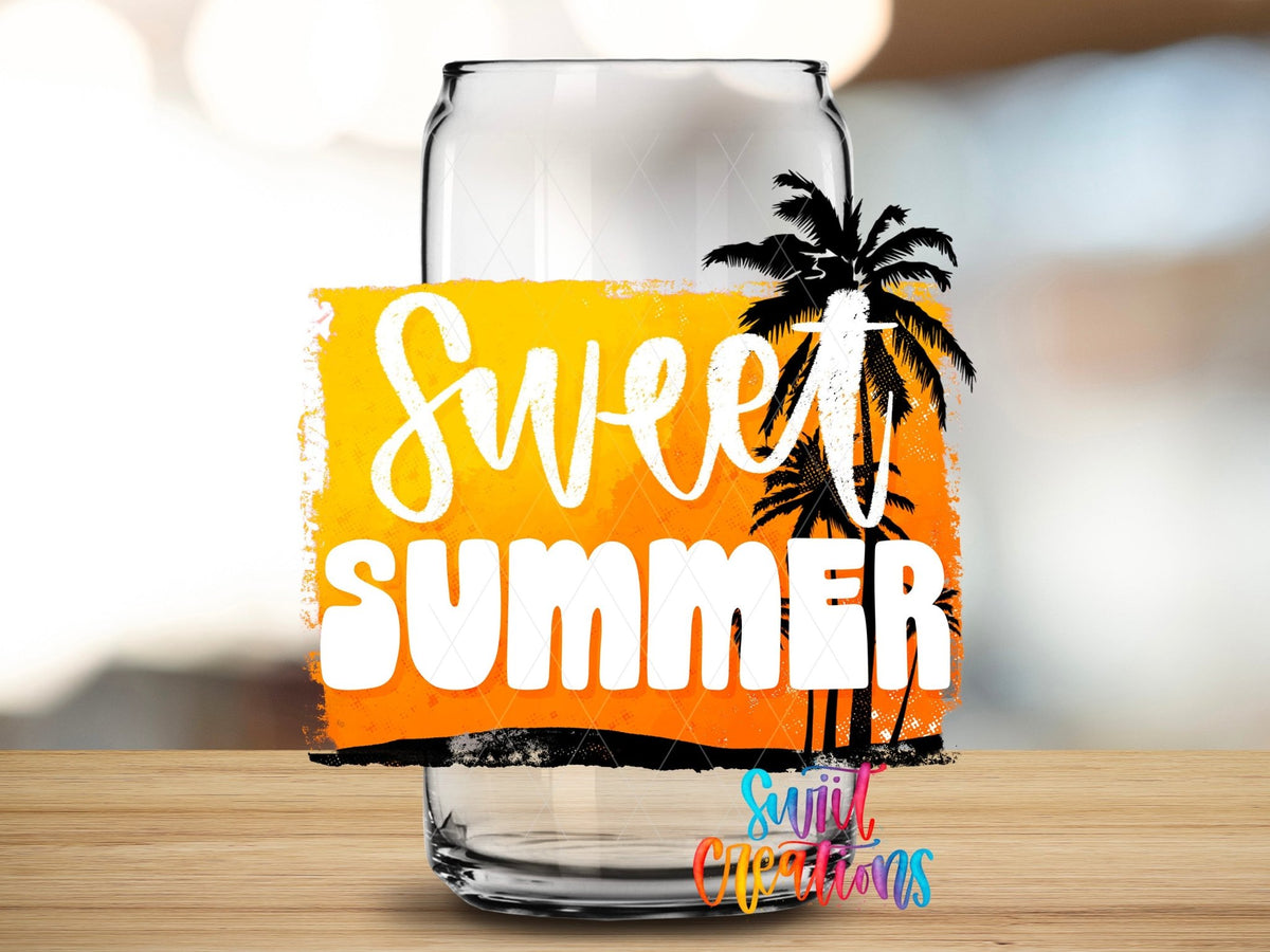 Sweet Summer UV DTF Decal | Tropical Palm Tree Tumbler Wrap | UV1019 - Swiit Creations