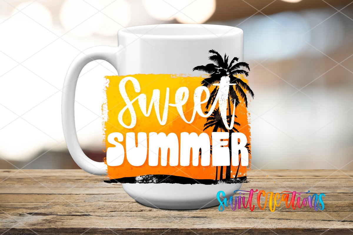 Sweet Summer UV DTF Decal | Tropical Palm Tree Tumbler Wrap | UV1019 - Swiit Creations