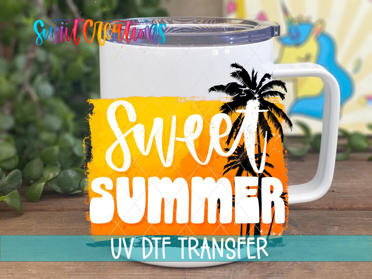 Sweet Summer UV DTF Decal | Tropical Palm Tree Tumbler Wrap | UV1019 - Swiit Creations
