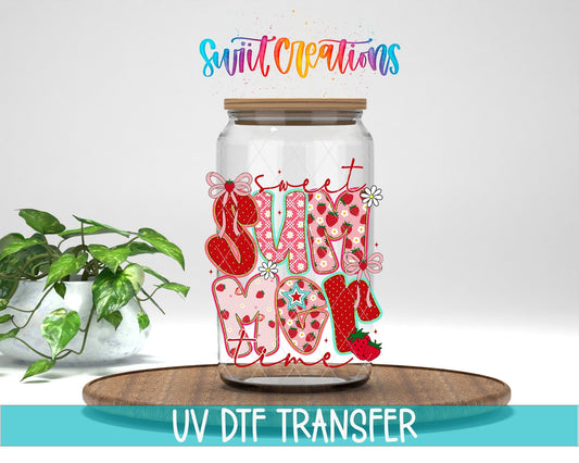 Sweet Summertime UV DTF transfer displayed on a clear jar mockup from Swiit Creations
